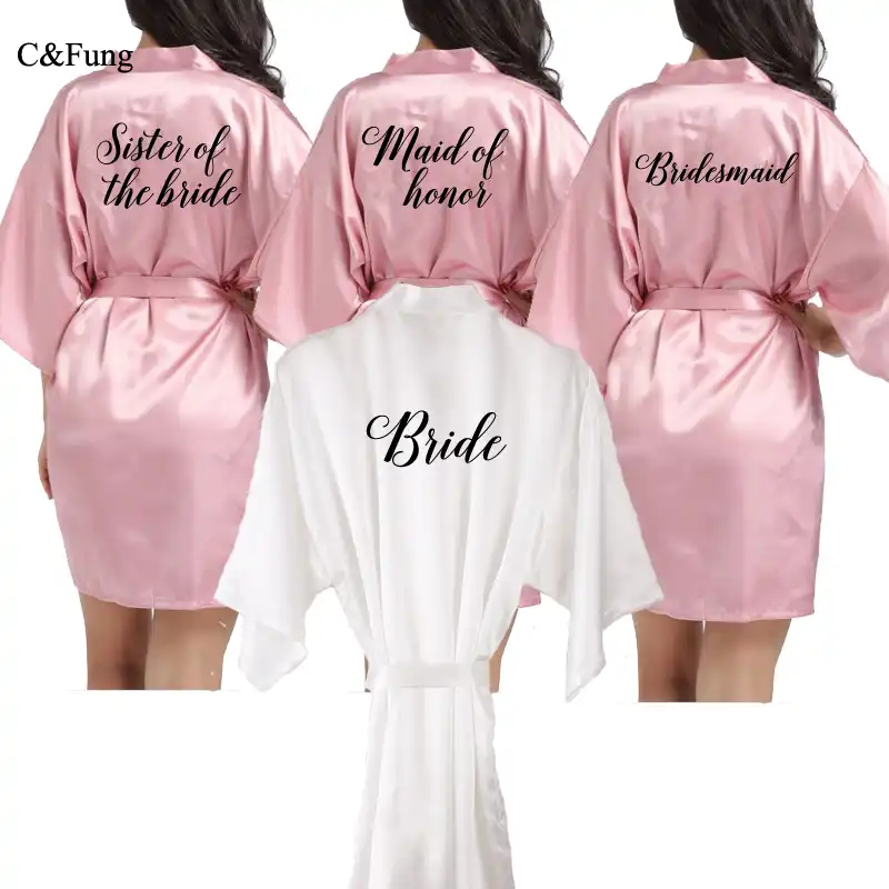 Bata De Saten Barata Para Mujer Kimono De Novia Bata Corto Nupcial Para Fiesta Dama De Honor Regalo De Boda Batas De Kimono Rosa Oscuro 2019 Batas Aliexpress