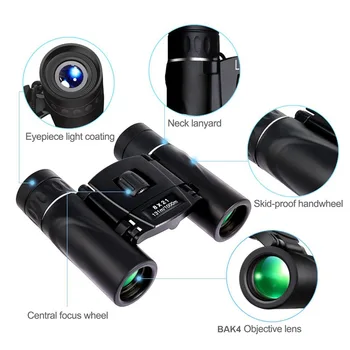

BAK4 FMC Optical Portable Lens Zoom Binoculars 8x21 Compact Telephoto 1000m Long Distance Foldable HD Telescope Hunting
