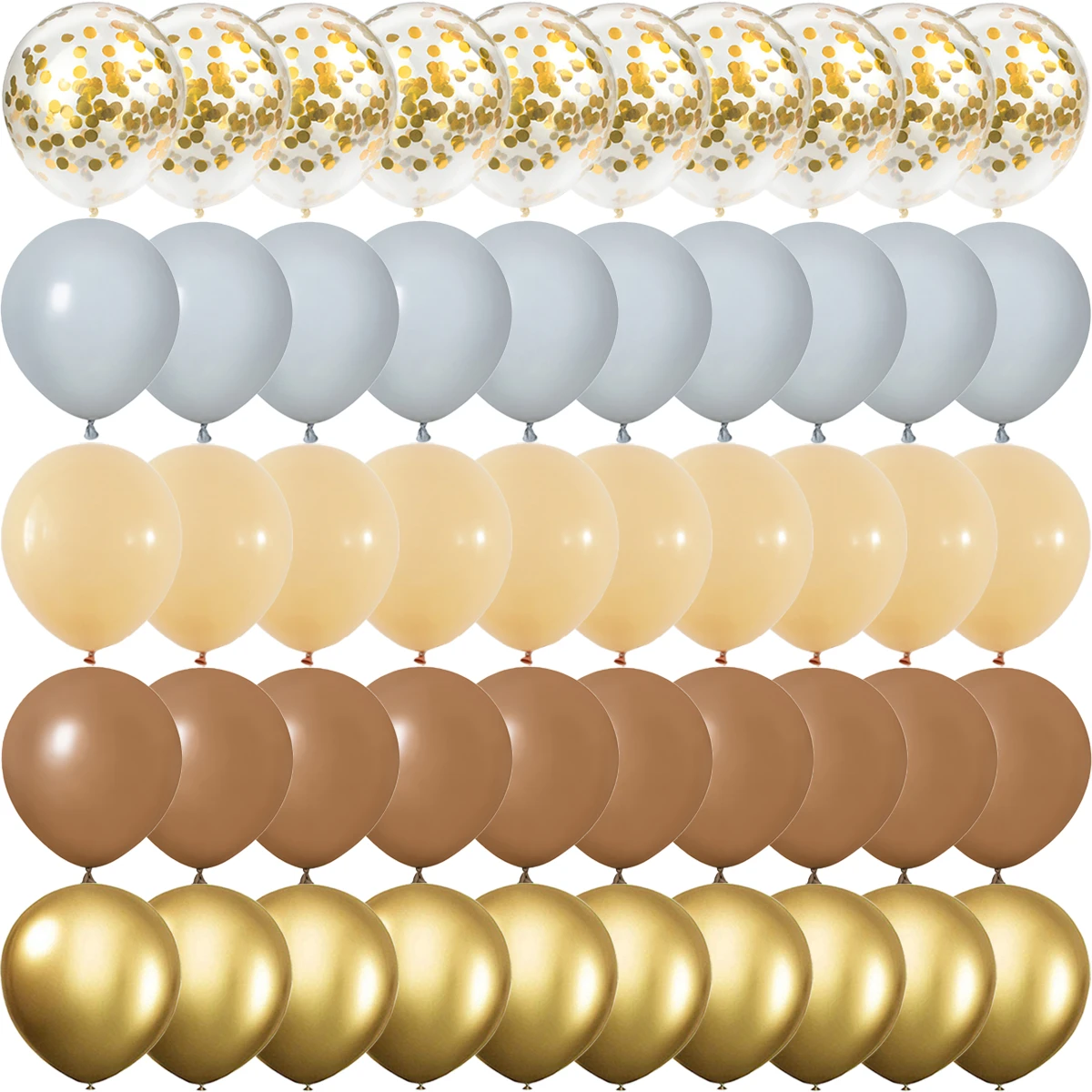 Description Picture 3 of item50PCS 10inch Gold Silver Brown Grey Metal Latex Confetti Balloons Wedding Decorations Matte Globos Birthday Party Decorations