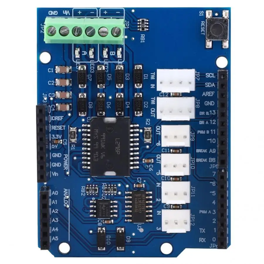 L298P двойной полный мост модуль драйвера двигателя DC 5 В~ 12 В двигатель Щит Плата расширения подходит для Arduino R3R3