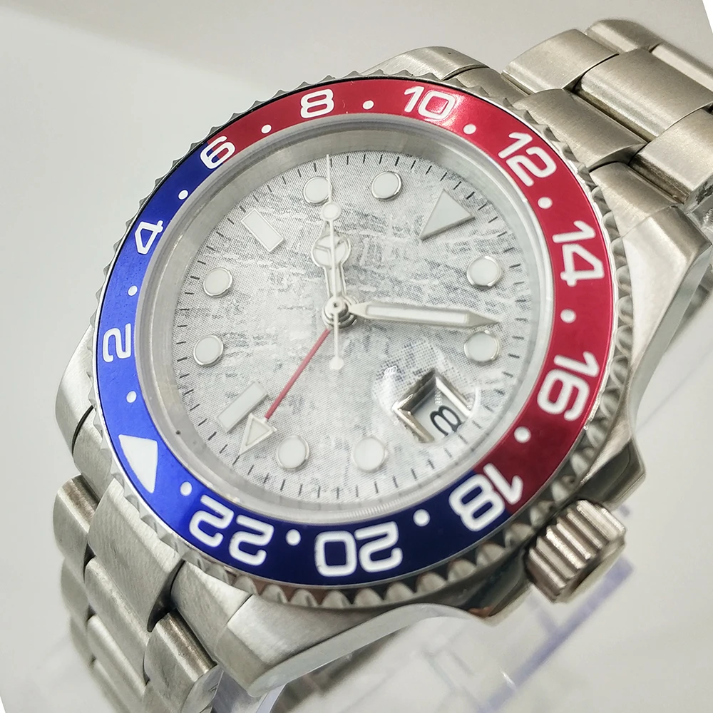 

luxury brand automatic mechanical watch for the Men's waches GMT 40mm Meteorite dial Date Luminous aaa