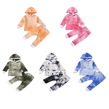

2020 New Toddler Boy Girls Fall Clothes Set Long Sleeve Tie Dye Hooded Top+ Harem Pants 2Pcs Outfits Set Size 0-24M