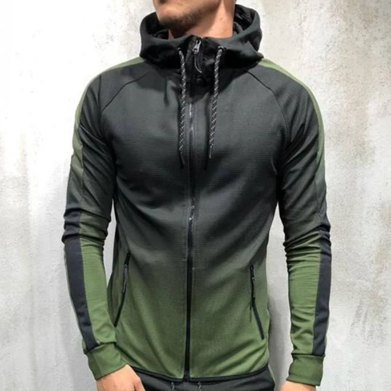 green top jacket HEFLASHOR спортивный костюм на молнии, мужской комплект, спортивный костюм из 2 предметов, Мужская одежда, толстовки с капюшоном, куртка и штаны, спортивный костюм для мужчин - Цвет: green top jacket