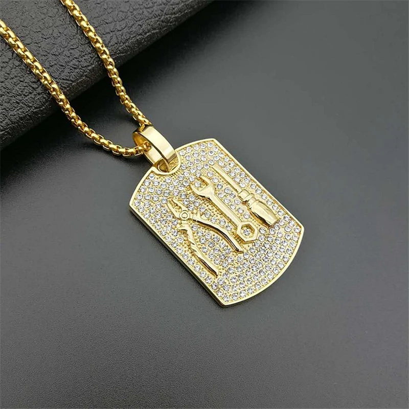 

Hip Hop Jewelry for Men and Women Gift Stainless Steel Chain Necklaces Gothic Pliers Wrench Screwdriver Tool Pendant Necklace