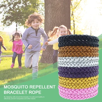 

12pcs Natural Safe Mosquito Repellent Bracelet Waterproof PU Wrist Band Outdoor Indoor Insect Reject Pest Control Rope Ring