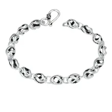 925 пробы, серебряная цепочка на запястье, украшение, тайское серебро, полый круглый модный браслет для мужчин и женщин, персонализированные ювелирные изделия