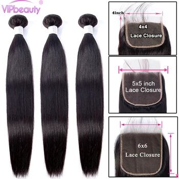 

Brazilian Straight Hair Bundles With Closure 4x4 5x5 6x6 Lace Closure 38 40 inch Remy Human Hair 3 4 Bundles With Closure