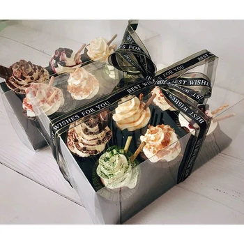 

Cupcake Boxes and Packaging Cake Cookie Boxes Transparent Cake Box Muffin Dragees Holder Dessert Containers Packing Gift Box