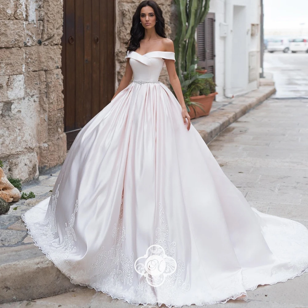 

Custom Made Best France Satin Ball Gown Wedding Dress Aliexpress Login Beaded Waist Short Sleeve Simple Wedding Dresses Mariage
