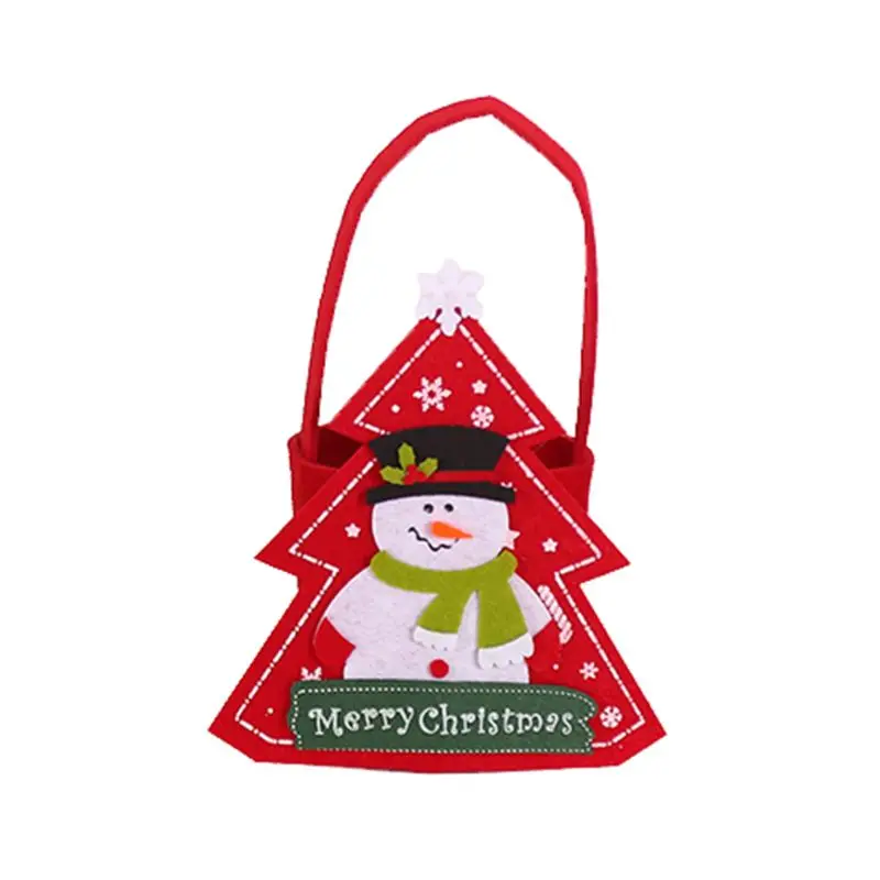 Christmas Candy Bag Portable Handmade Felt Cloth Small Tote Kids Baskets Gift
