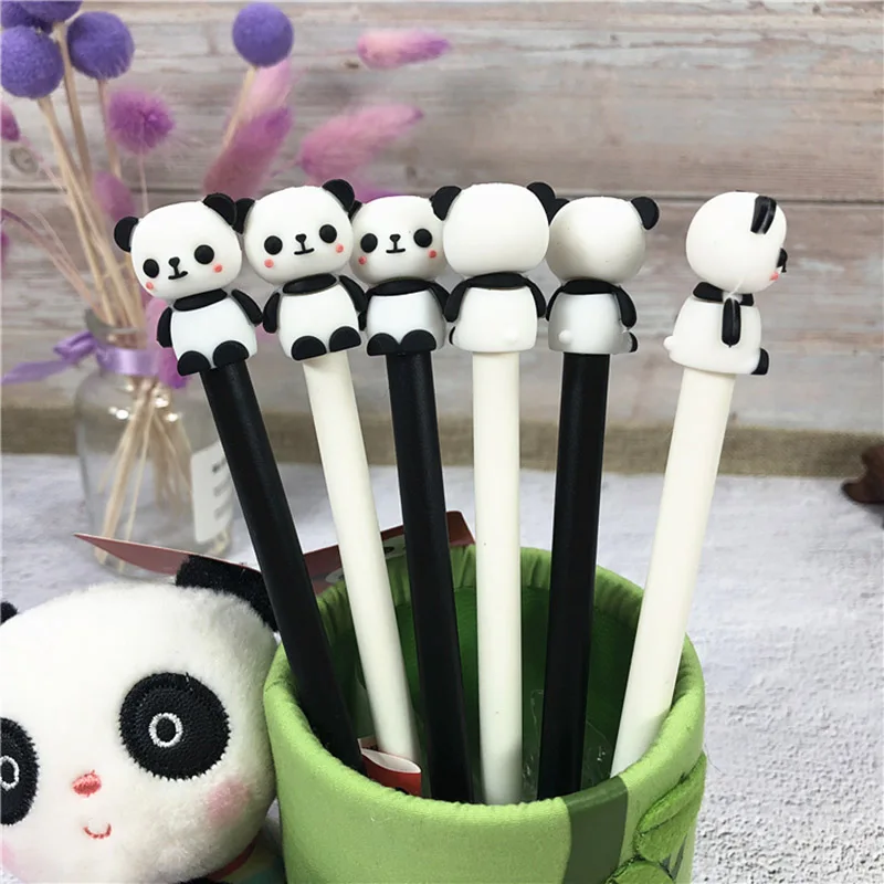 

2pcs Kawaii China Panda Gel Pens Lovely Stationery 0.5mm Black Needle Gel Pens children Gifts School Office Writing Supplies