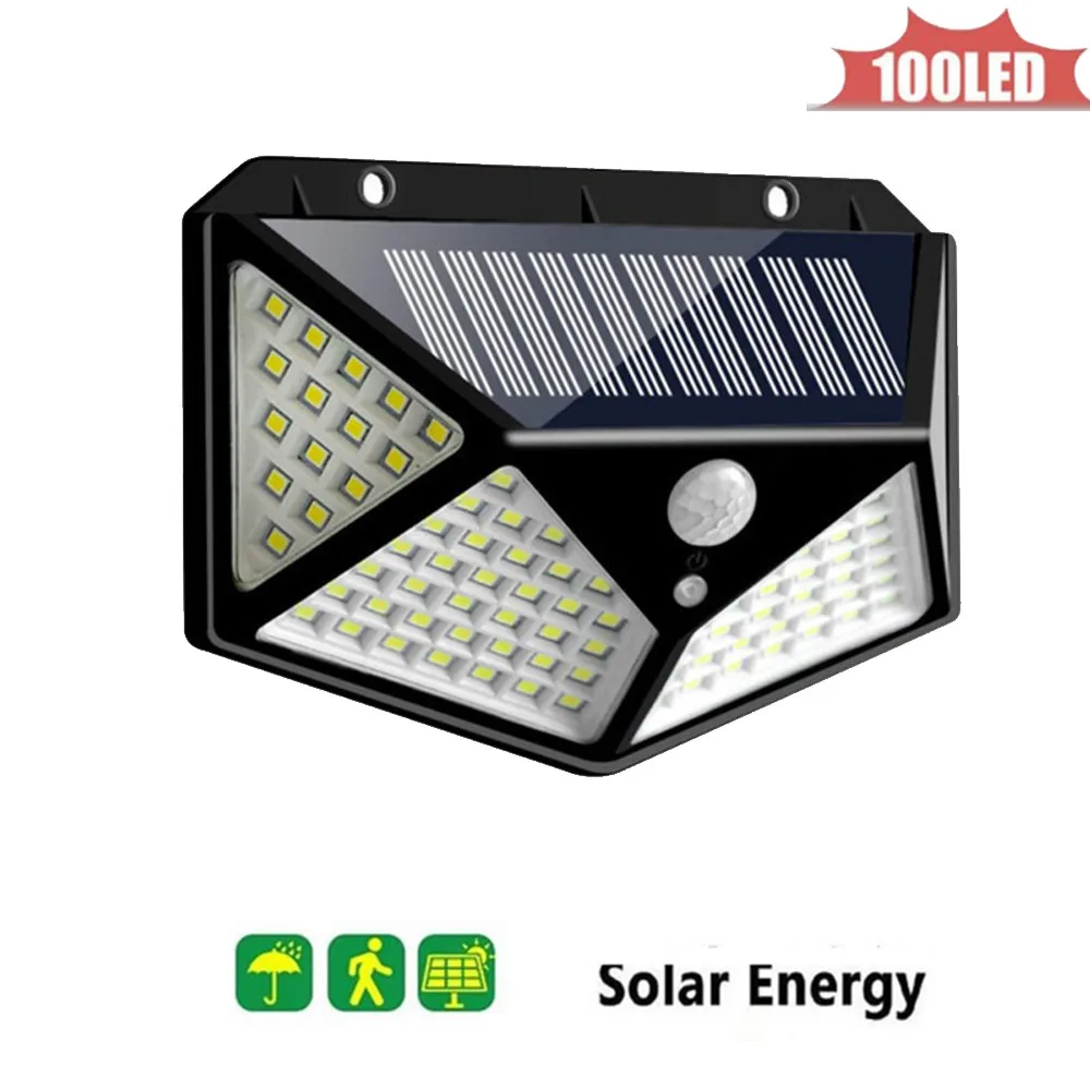 

Outdoor Solar Lights 100 Leds Motion Sensor Commercial led Wall Light Lamp For Pathway Home Walk Way Garden Waterproof 4 sided 2