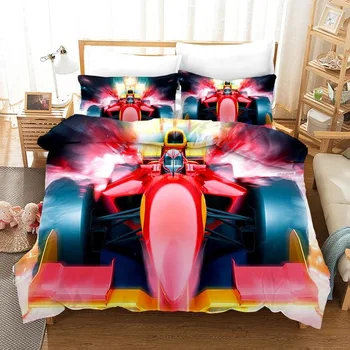 

Red Racing Car Bedding Set Bedroom Decor Microfiber Blue Hypoallergenic Quilt Cover 1PC Duvet Cover with Pillowcase Dropship