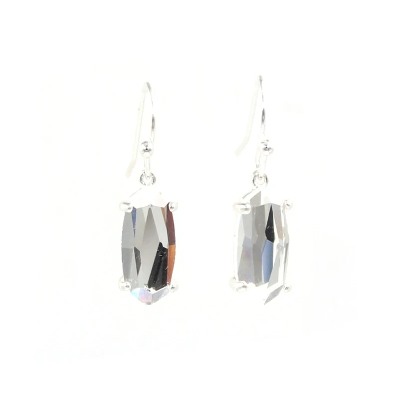 silver clear earrings