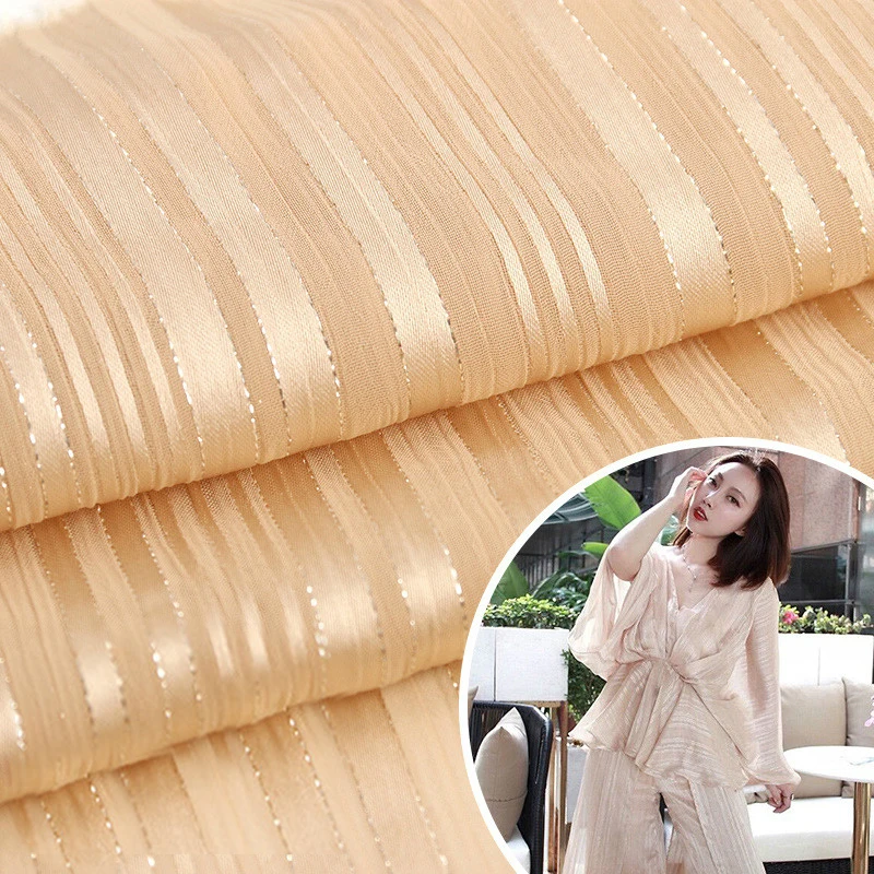 Оранжевый Мягкий жаккард серебряный шелк в полоску тюль платье рубашка ткань, метр, белый, красный, синий и черный