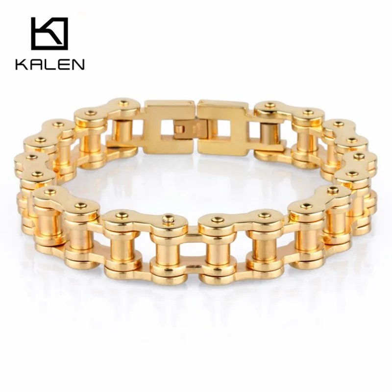 Новое поступление, пакистанский золотой цвет, велосипедная цепь, браслет, мужской, 22,5 см, нержавеющая сталь, тяжелый, массивный, велосипедная цепь, браслет