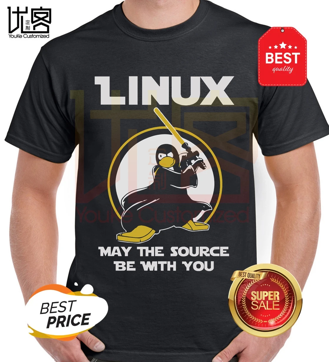 Футболка Linux-Source-Black для мужчин и женщин топы из 100% хлопка с коротким рукавом