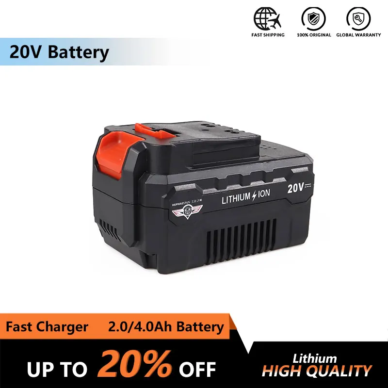 

20V cordless Lithium Battery for 20V TCH and NEWONE and HEPHAESTUS Power Tools 2.0AH Battery Pack