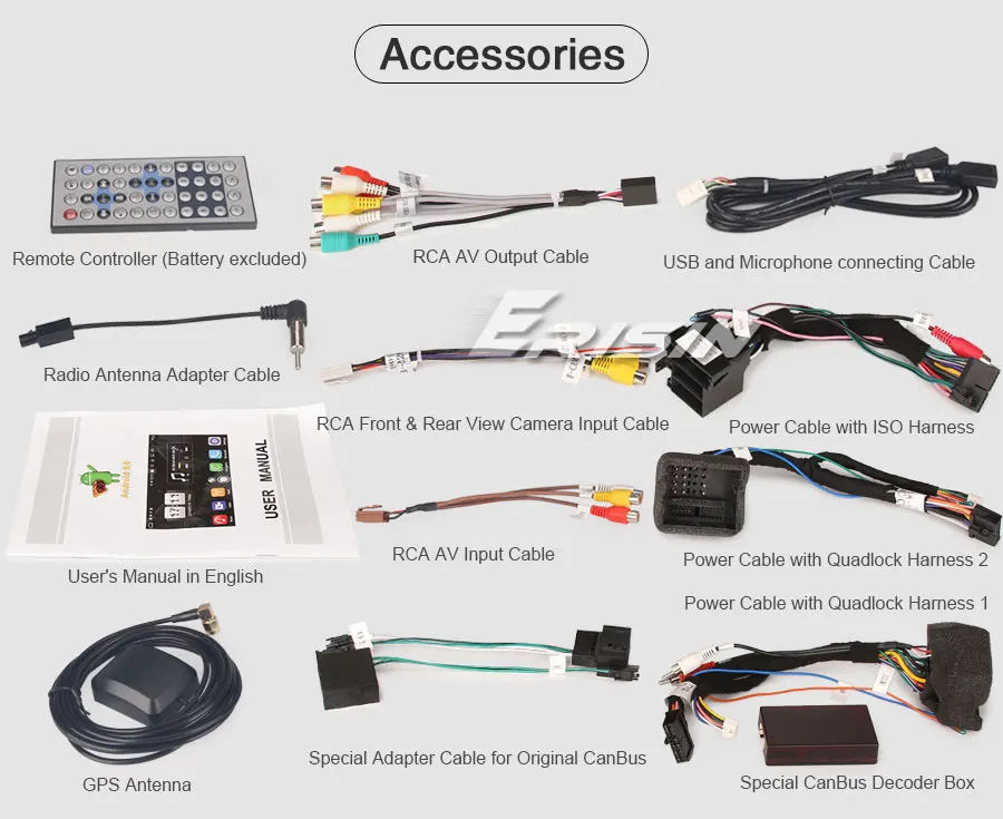 Erisin ES7718C " Android 9,0 Восьмиядерный 4 Гб ram автомобильный DVD Радио BT для Mercedes C/CLC/CLK Klasse W203 W209