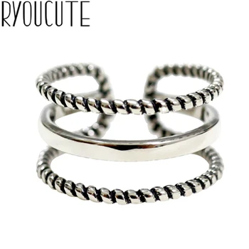

Luxury Brand 925 Sterling Silver Multi-layer Lines Rings for Women Antique Rings Wedding Jewelry Valentines Gifts
