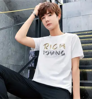 

ZNG 2020 New Fashion Summer Men T Shirt Cotton O Neck Short Sleeve Fitness Tshirt Solid Men Tee Tops Casual Mens Streetwear