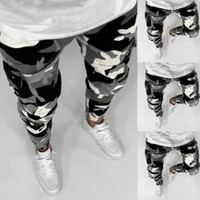 Мужская Уличная одежда с камуфляжным принтом, тонкие Стрейчевые прямые джинсы, мужские Модные хлопковые джоггеры, повседневные джинсовые брюки размера плюс