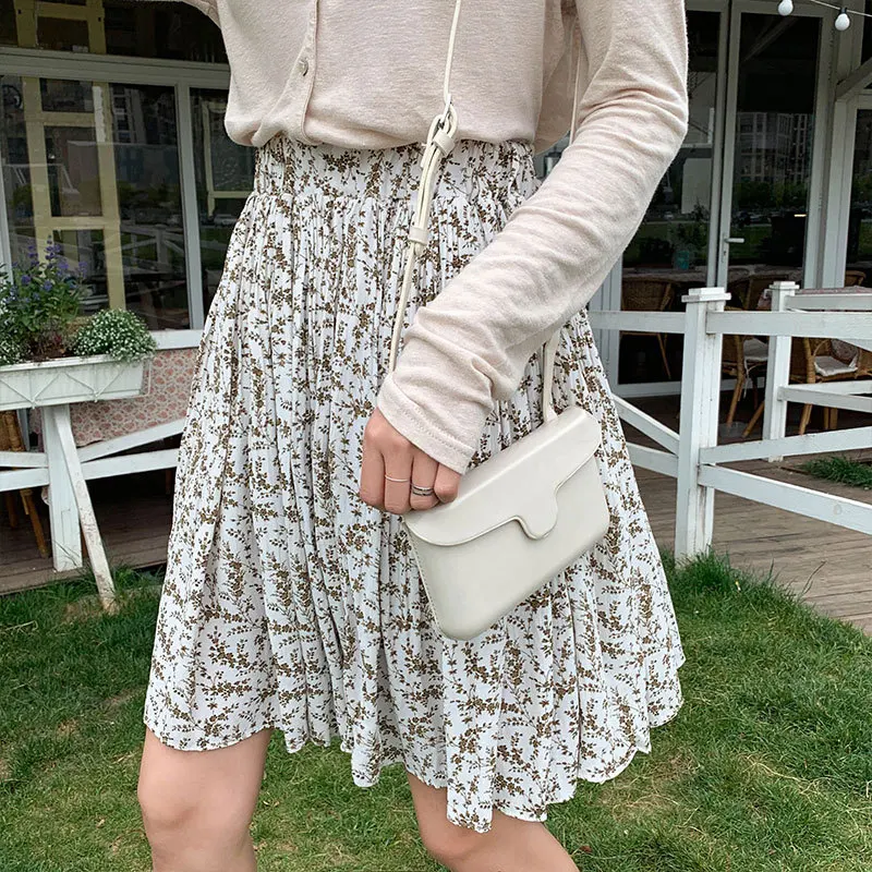 

Summer New Style Korean-style Sweet Hipster Floral Pleated Elastic Waist Versatile Slimming A- line Skirt Skirt Women's
