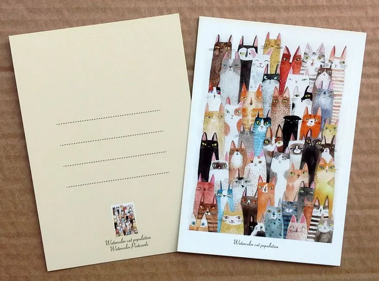1 шт кошки группа записываемая Классическая винтажная художественная дорожная открытка поздравительная открытка подарок на день рождения открытка s иллюстрация