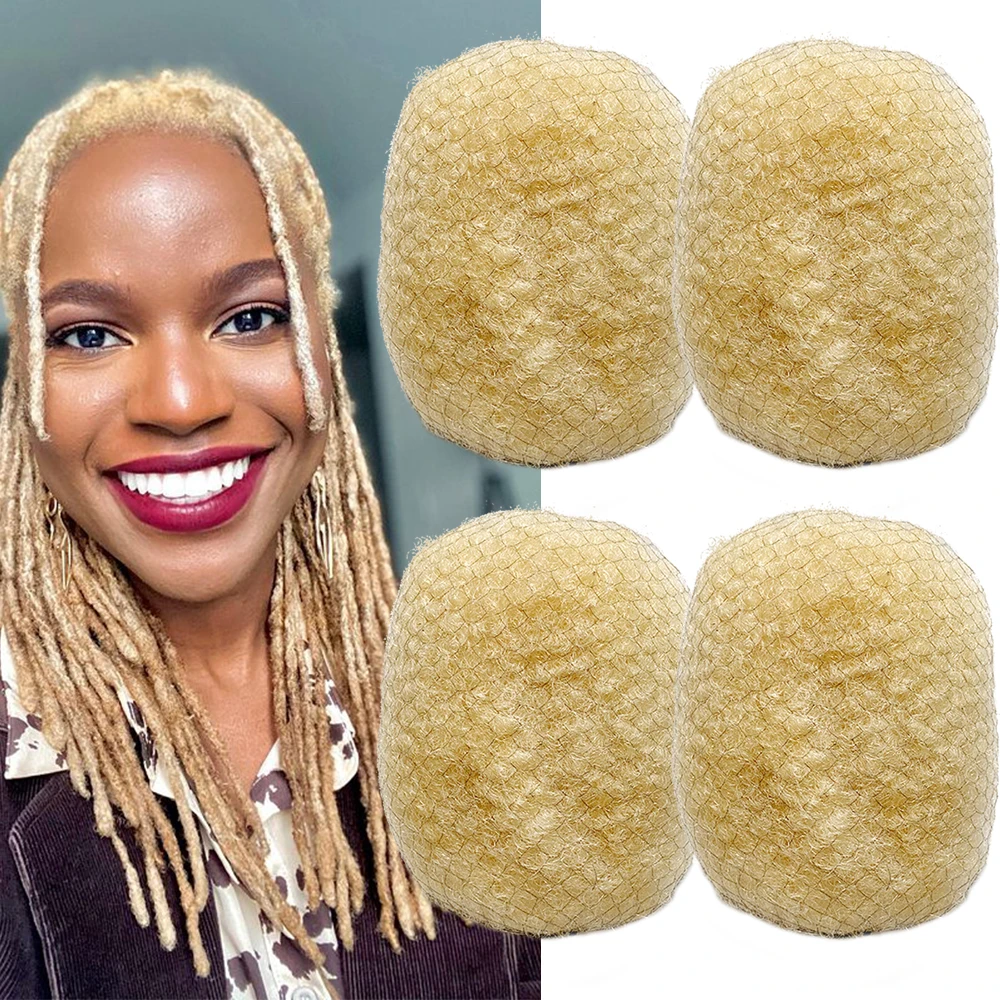 Tight Afro Kinky Human Hair,Ideal for Making,Locs Repair,Extensions,Twist,Braids 4 Bundles/Package Blonde Color