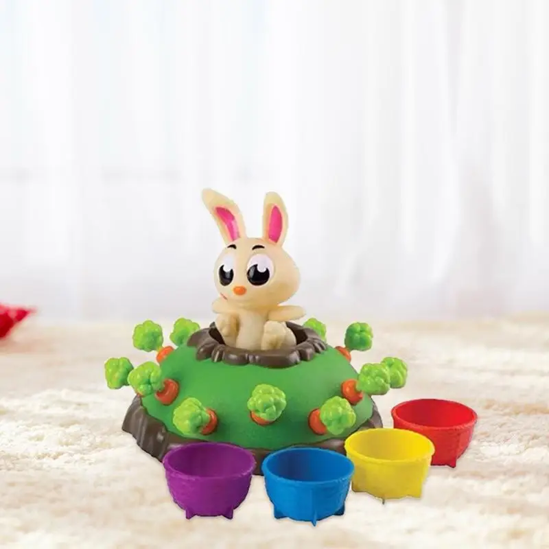  Pull Up Carrots Game Electric Jumping Rabbit Plastic Parent-child Interactive Desk Toy Children Gif