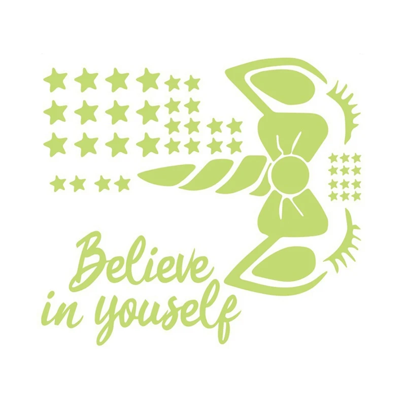 Belive In Yourself Luminous Stickers Cartoon Unicorn Horse Living Room Bedroom Bathroom Fluorescent Wall Sticker Gift For Kids