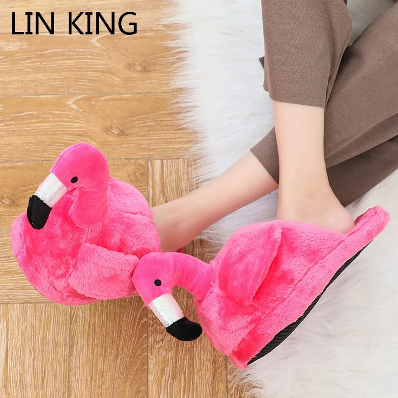 Зимние тапочки унисекс в виде мультяшных животных и фламинго от LIN KING теплые