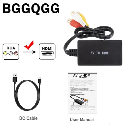 AV to HDMI Converter, Composite to HDMI Adapter Support 1080P PAL/NTSC Compatible with PS one, PS2  PS3 STB Xbox VHS DVD