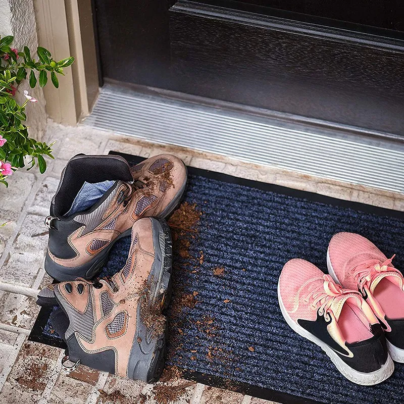 2-Pack полосатый коврик для двери-Крытый Открытый коврик Entryway Добро пожаловать коврики с резиновой подложкой для скребка обуви, идеально подходит для Insid