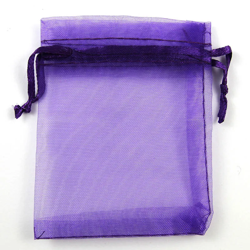 50 шт., Сумка из органзы для упаковки ювелирных изделий, Подарочная Конфета для свадебной вечеринки, подарочная упаковка, мешочки для сладостей - Цвет: 50 PCS purple
