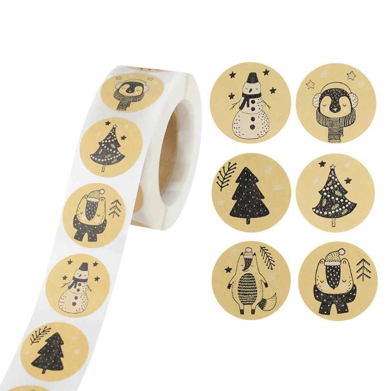 500pcs Round 20 Designs Merry Christmas Thank You Stickers Seal Labels for Envelope Cards Gift Package Scrapbooking Decor decorative stickers diy scrapbooking accessories thank you stickers