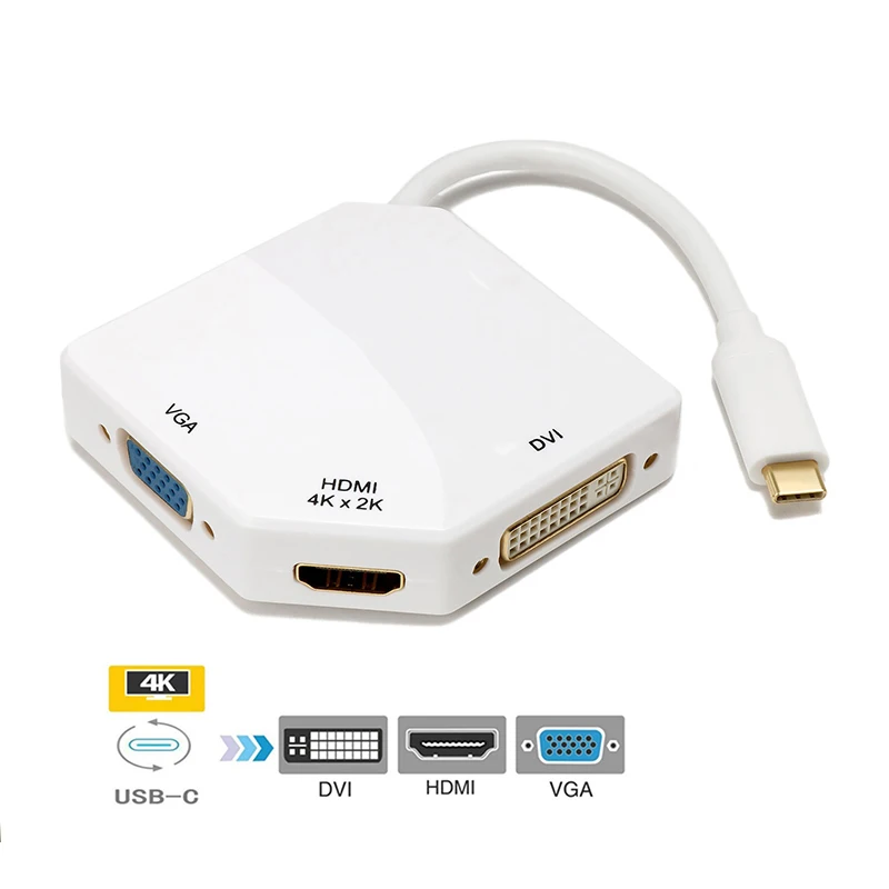 USB-C к HDMI VGA DVI многопортовый адаптер Тип-C HDMI 4K 3 в 1 Многофункциональный кабель конвертер SP99