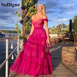 SoDigne Sexy Off Shoulder Prom Dresses For Women Corset Ruffles Tiered Long Evening Party Gowns Celebrity Dress Custom Made
