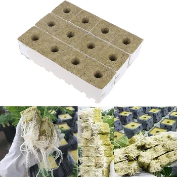 

12pcs Soilles Plantin Sponge planting grow Grodan Starter Cubes rockwool media