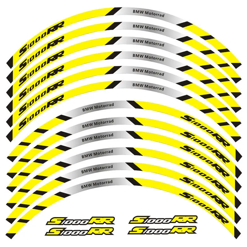 Новая высококачественная 12 шт подходит мотоциклетная наклейка для колес полоса светоотражающий обод для BMW S1000RR - Цвет: 7
