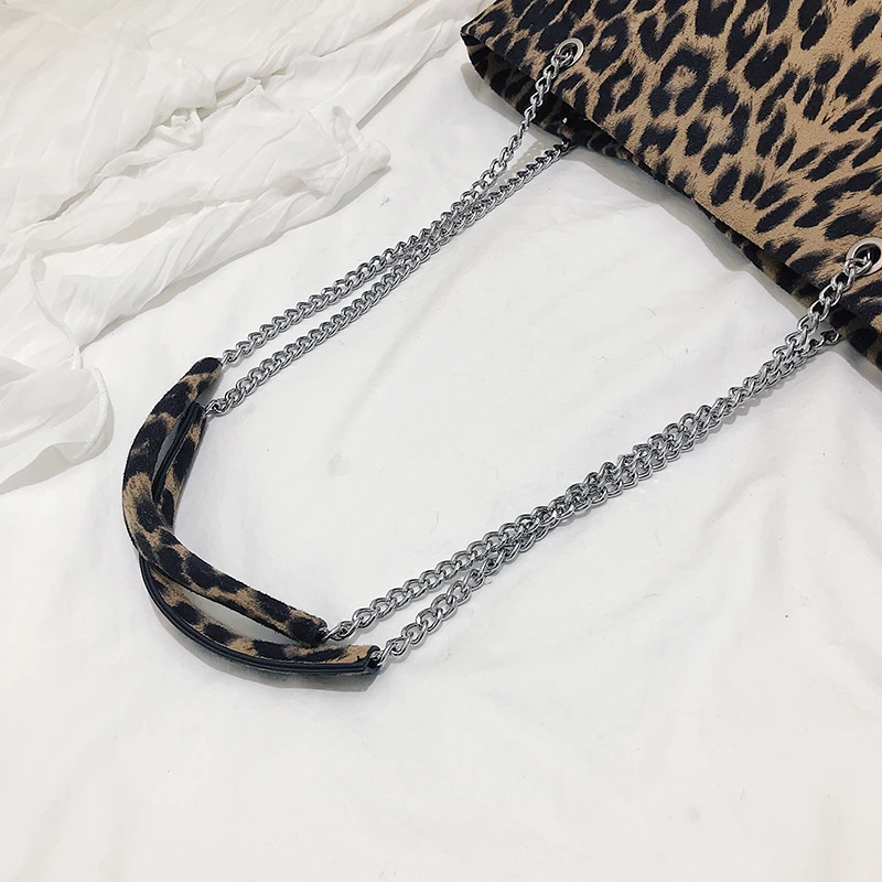 Большой емкости леопардовые сумки-шопперы для женщин роскошные сумки женские сумки дизайнерские PU кожаные дорожные цепи женские сумки на плечо