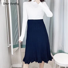 Новинка! Женская юбка-стрейч с высокой талией. Осенняя Элегантная трикотажная юбка с драпировкой и рыбьим хвостом