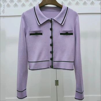 

Knitted Sweater Women Cardigan Vintage Stylish Geometric Fashion Long Sleeve England Style Outerwear