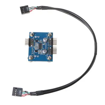 

9Pin USB Header Male 1 to 2/4 Female Extension Cable Card 9-Pin USB HUB Adapter L4MD
