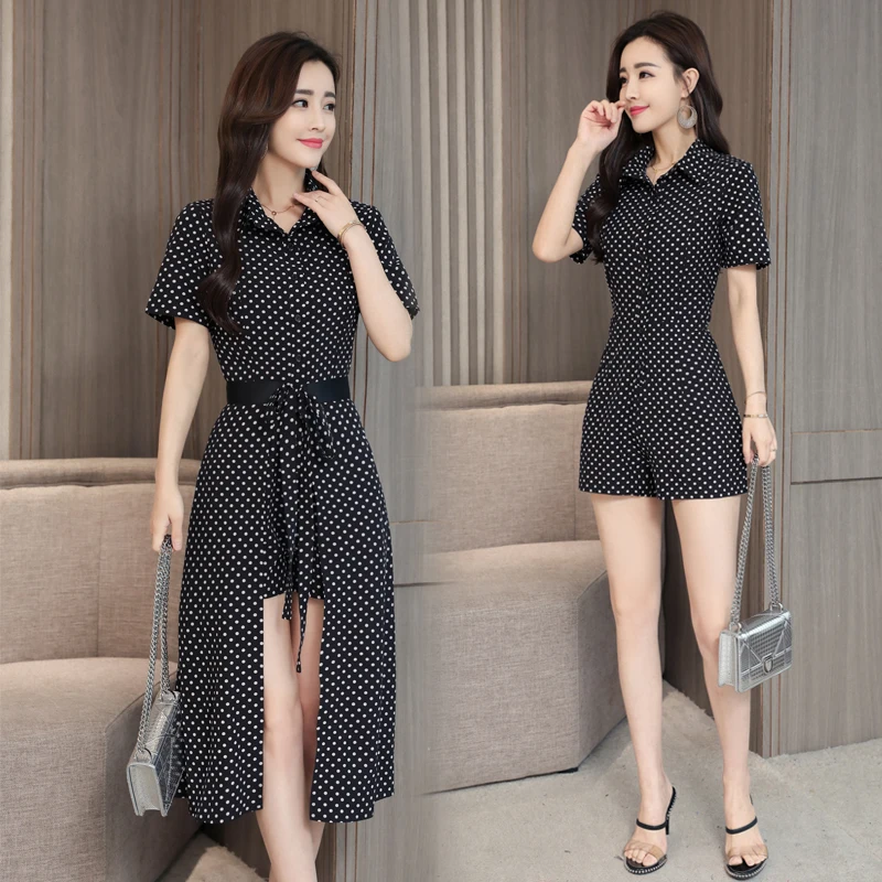 

Summer Playsuit Women Clothes 2020 Korean Romper Chiffon Playsuits Polka Dot Rompers Womens Summer Overalls KJ2024