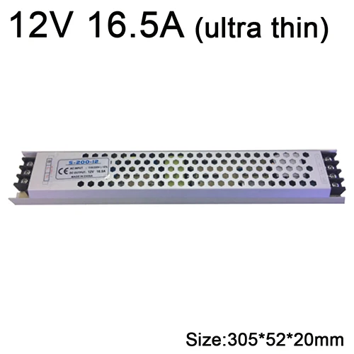 Полоса Размеры Siwtch Питание 12V 3A 5A 8.5A 10A 12.5A 15A 16.5A 20A 30A 33A освещение Трансформатор AC220V для DC12V конвертер - Color: 12V 16.5A Extra Slim