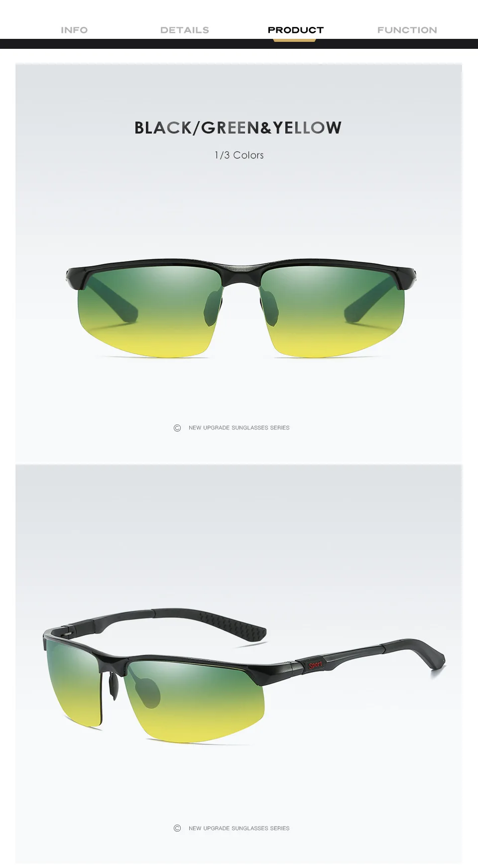 Occhiali da sole di design di marca Occhiali da sole polarizzati quadrati in alluminio e magnesio Tonalità di guida diurne e notturne antiriflesso_voghion.com