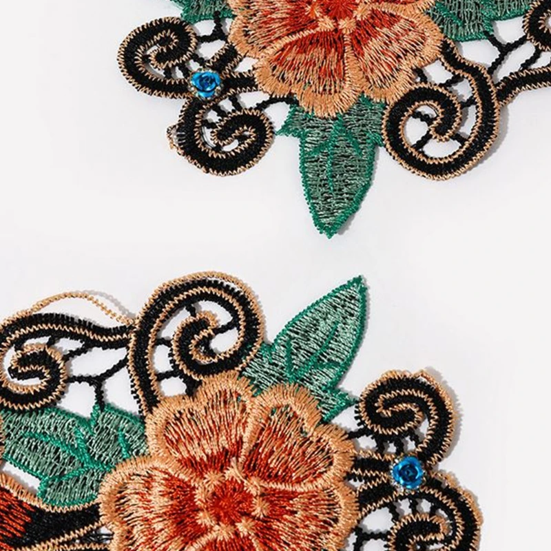 Embroidered Gloves with Tassel Hollow Floral Glove Fingerless Gloves Ethnic Floral Bracer Decoractive Wristband