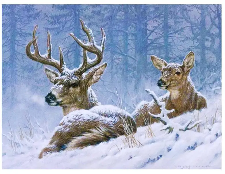 Алмазная живопись с лосями deers мозаика животными вышивка крестиком картина пазл