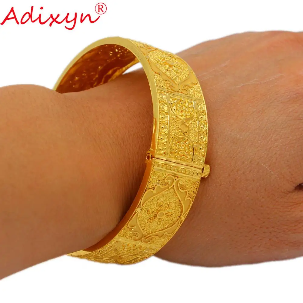 Adixyn Эфиопский золотые браслет для Для женщин Золотой Цвет латунные ювелирные изделия браслеты dubai в африканском стиле Ближнего Востока невесты свадебный подарок N12176